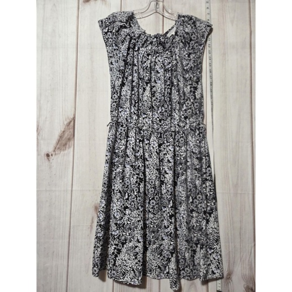 LC Lauren Conrad Womens Large Black White Floral Chiffon Midi Dress Sleeveless